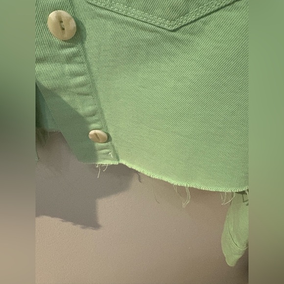 Zara Mint Green Cropped Jean Jacket - Picture 5 of 6
